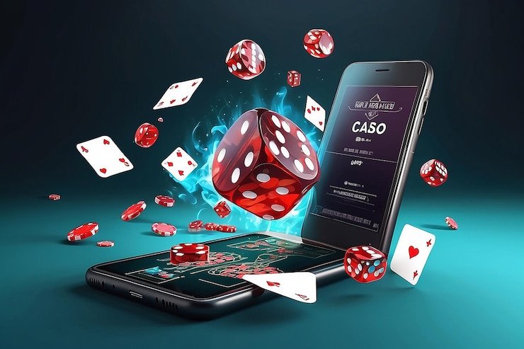 Pengguna bermain slot digital dengan tampilan grafis berwarna cerah di perangkat mobile